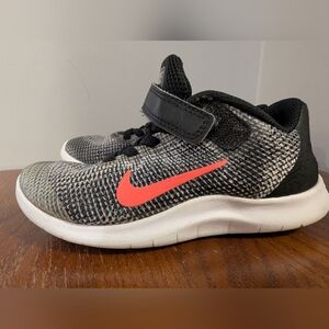 Nike Running Shoes Girls Flex Little Kid Gray & Pink Slip Ons Size 12